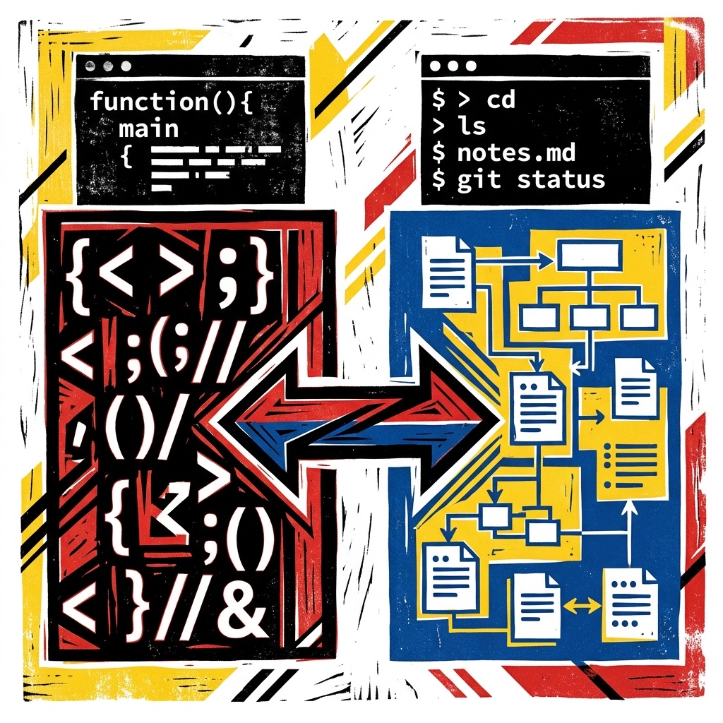 Dual-repo concept: source code and Zettelkasten side by side